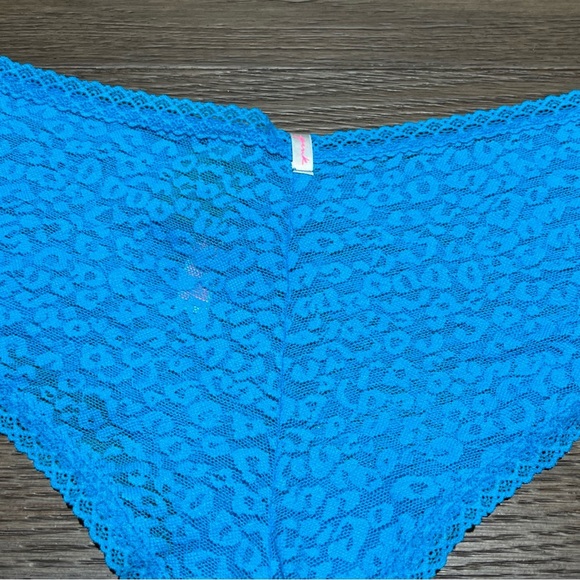 Victoria's Secret PINK Floral Lace Sheer Turquoise Cheeky Panty Large - Picture 10 of 11